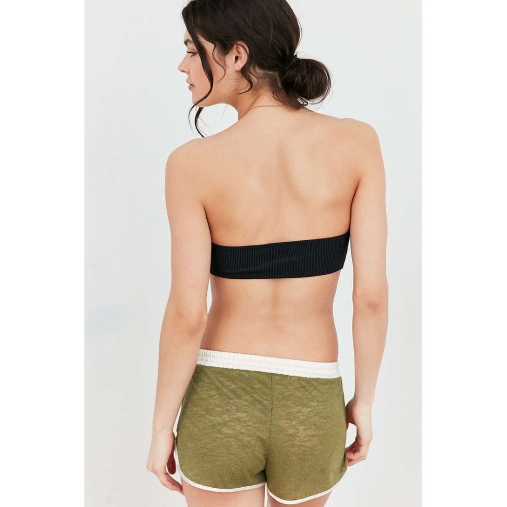 Small - OUT FROM UNDER Triangle Ring Ribbed Bandeau Bikini Top - Picture 3 of 4